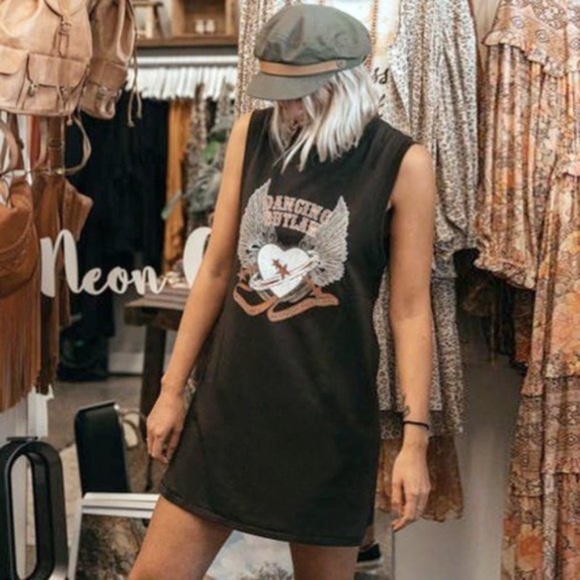 Boho Dancing Outlaw Graphic Heart wings Tank Dress - Picture 5 of 9